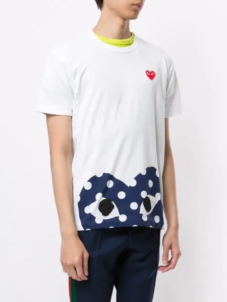 Tričko Comme Des Garçons Play s potiskem bílé