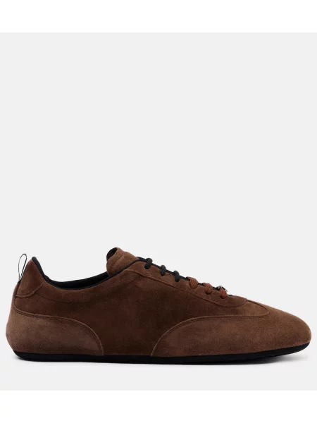 Sneakerși Max Mara din piele de căprioară maro