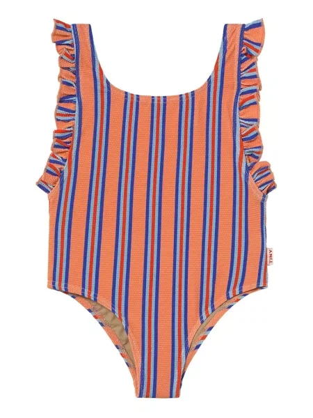 Tinycottons Jednodílné dětské plavky STRIPES SWIMSUIT oranžové