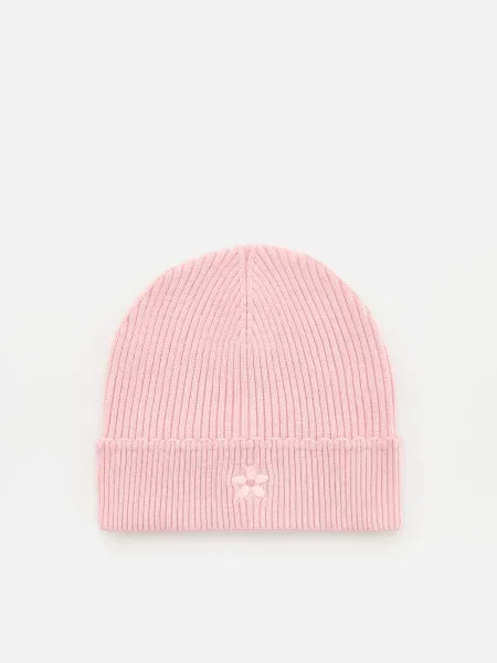 Reserved Bordázott viszkózkeverék beanie sapka tört rózsaszín