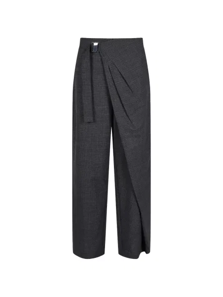Pantaloni Less în carouri plic gri
