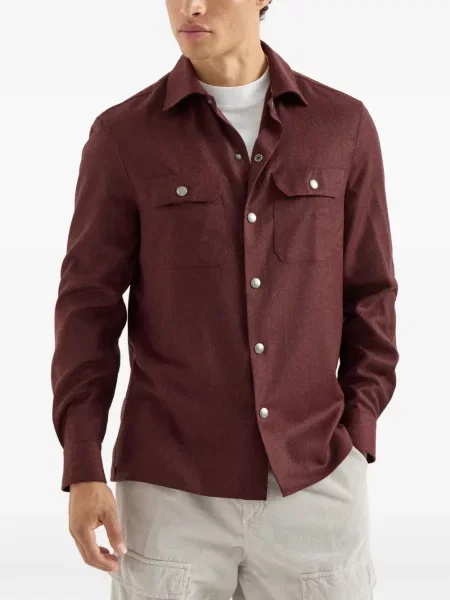 Geacă cămașă Brunello Cucinelli de flanelă roșu