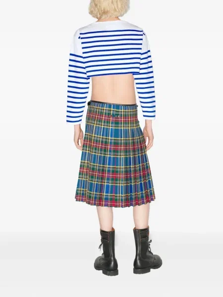 Decupat top Jean Paul Gaultier cu dungi alb