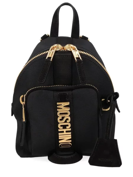 Rucsac Moschino din canvas cu autograf negru