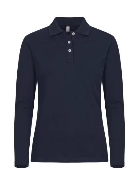 Clique Stretch Premium Polo Długi Rękaw z – Navy niebieska