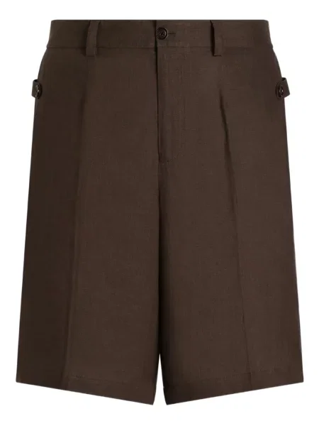 Lněné bermudy Dolce & Gabbana hnědé