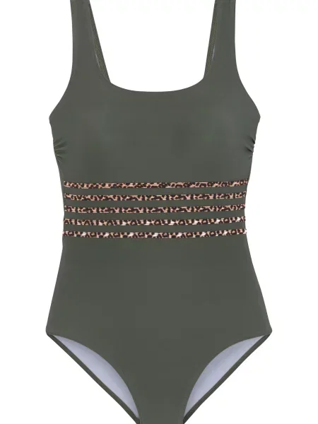 LASCANA Enodelne kopalke bež / jelka črna