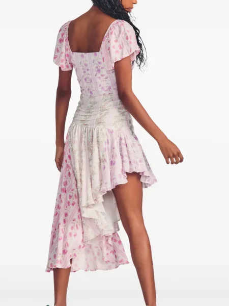 Rochie mini Loveshackfancy cu model floral de costum roz