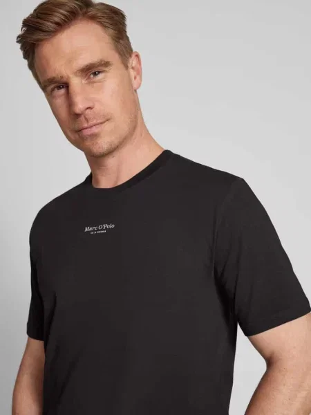 T-shirt o kroju regular fit z czystej bawełny Marc O'polo czarna