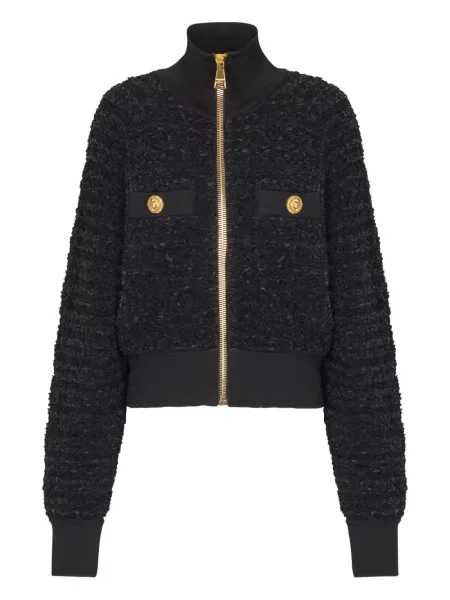 Geacă bomber Balmain din tweed negru