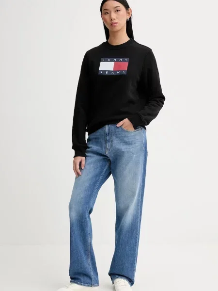 Μπλούζα Tommy Jeans γυναικεία μαύρο