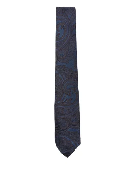 Cravată Dell'oglio cu model paisley albastru