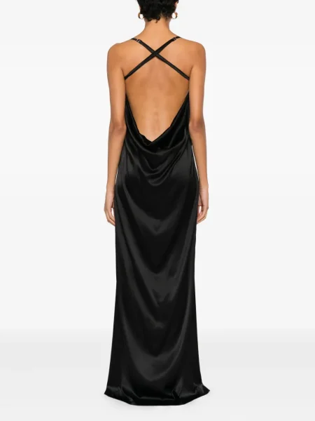 Rochie maxi Mitiliane Couture de mătase de costum negru