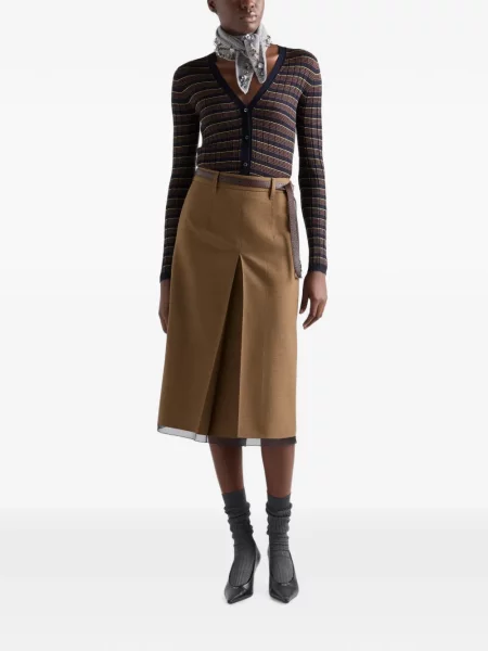 Cardigan Prada de mătase cu dungi albastru