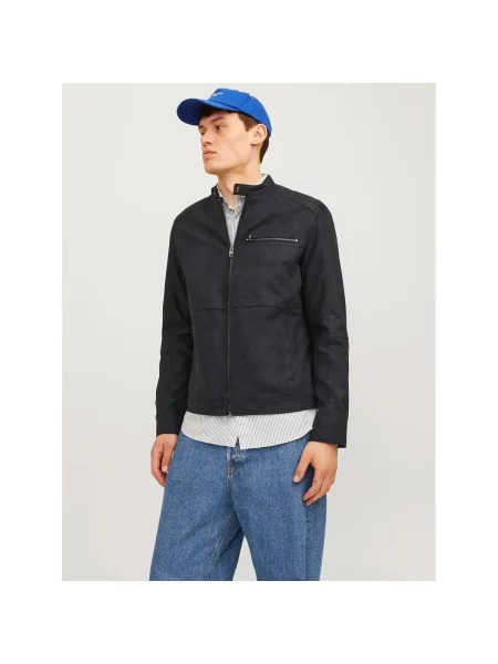 Motocyklowa kurtka skórzana Jack & Jones Dylan czarna