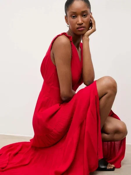 Answear.LAB sukienka rozkloszowana z czerwona