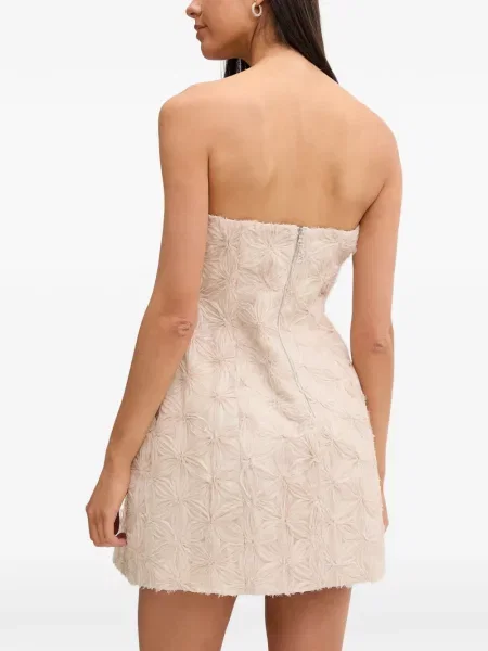 Rochie mini Bardot cu model floral fără bretele