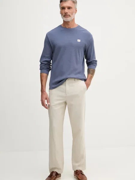 Tricou cu mânecă lungă Calvin Klein Jeans albastru