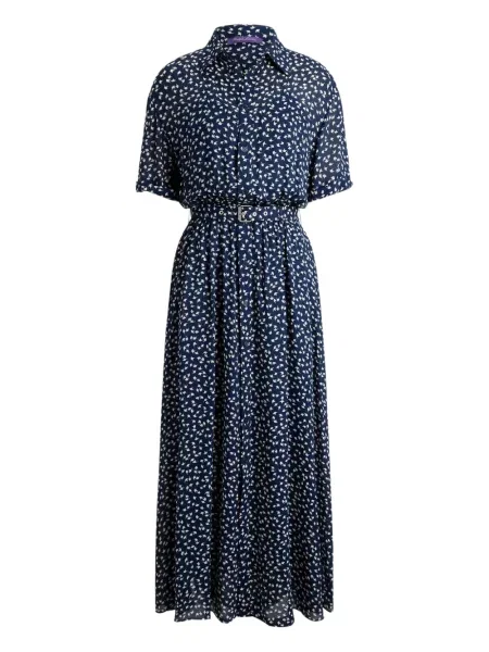 Sukienka midi Ralph Lauren Collection z nadrukiem do kolan garniturowa niebieska