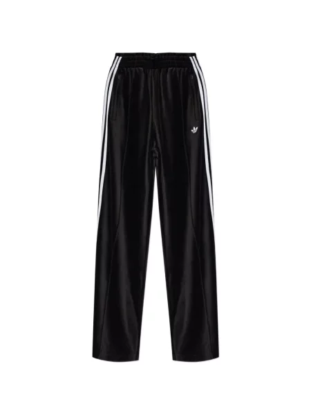 Tricou Adidas cu dungi cu volane din velur negru