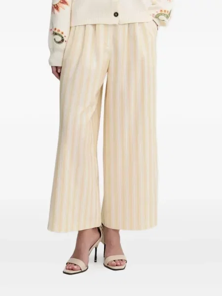 Pantaloni Never Fully Dressed cu dungi plisate galben