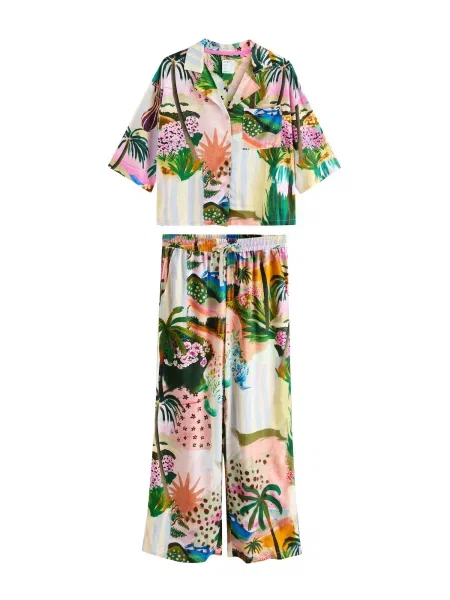 Next Pijama deschis / ciocolatiu / verde / portocaliu albastru