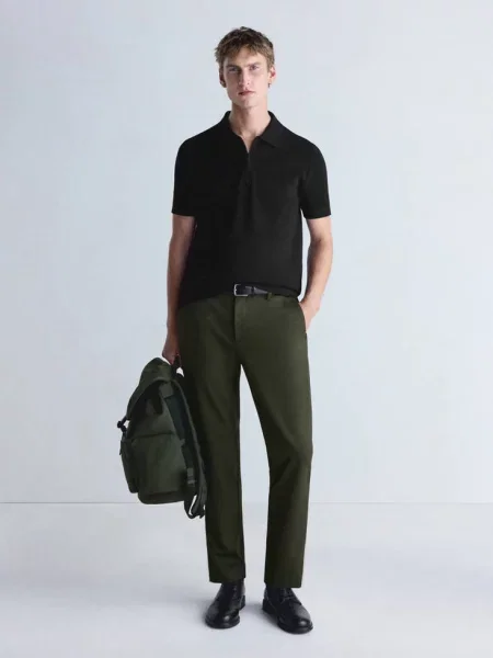 Koszulka polo comfort stretch z zamkiem Coolmax® Mężczyzna XXL MANGO MAN czarny