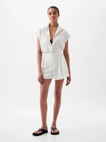 Lniane szorty Gap z wysoką talią