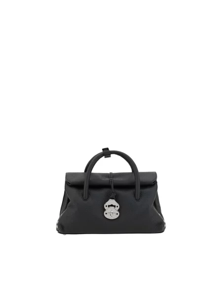 Mała torebka skórzana Zanellato z nitami czarna