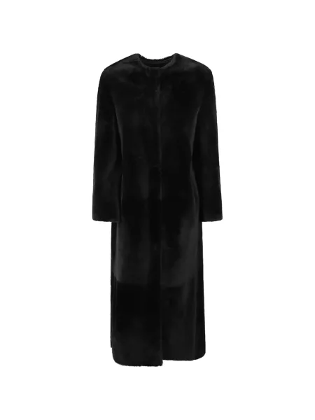 Reversibil palton Yves Salomon din piele negru