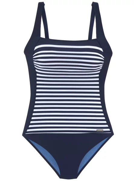 LASCANA Costum de baie întreg albastru marin alb