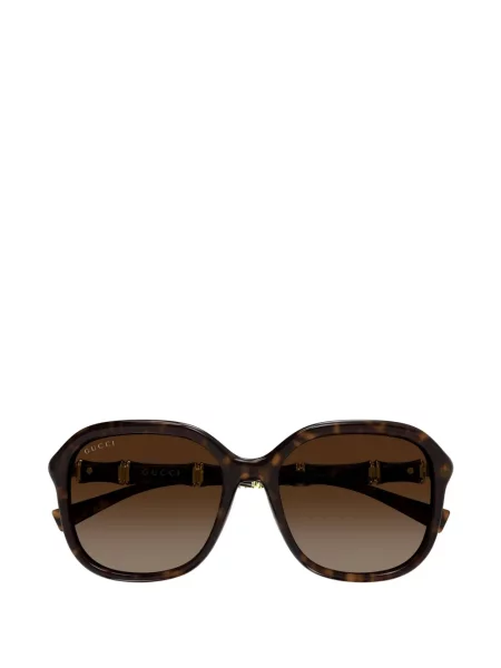 Ochelari de soare Gucci Eyewear cu imprimeu geometric din bambus maro