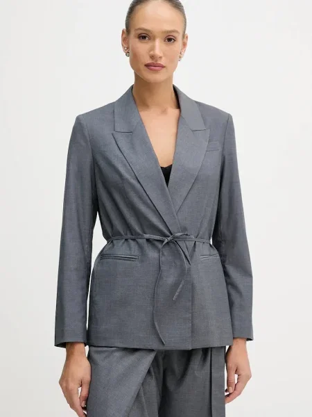 Сако Sisley с двуредно закопчаване с изчистен дизайн сиво