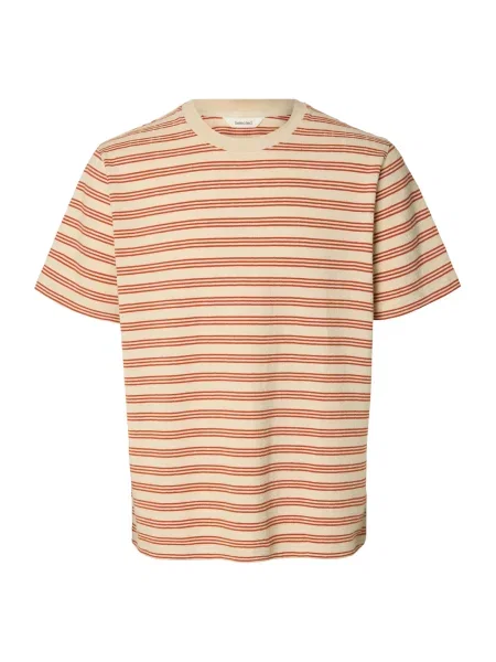 SELECTED Tricou SLHEli crem / închis portocaliu