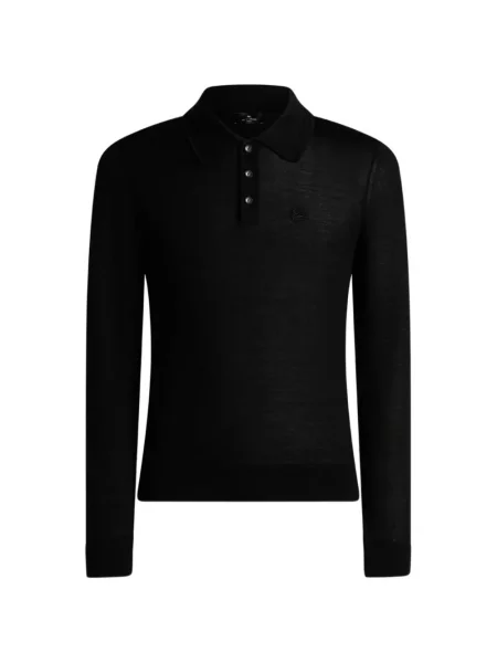Tricou polo Etro de lână negru