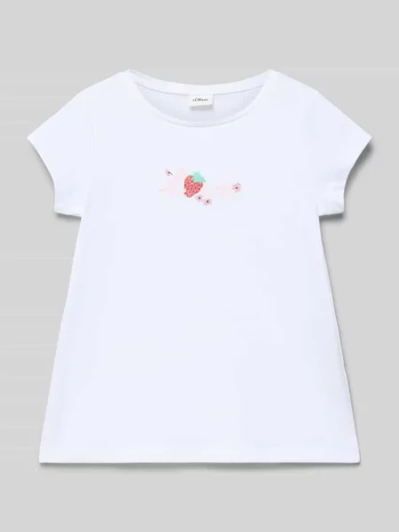T-shirt o kroju regular fit z czystej bawełny S.oliver Red Label biała