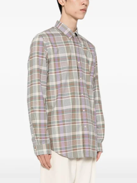 Kostkovaná košile Polo Ralph Lauren s výšivkou s výstřihem do v modrá