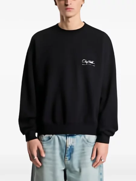 Sweter Obey z okrągłym dekoltem z logo czarny
