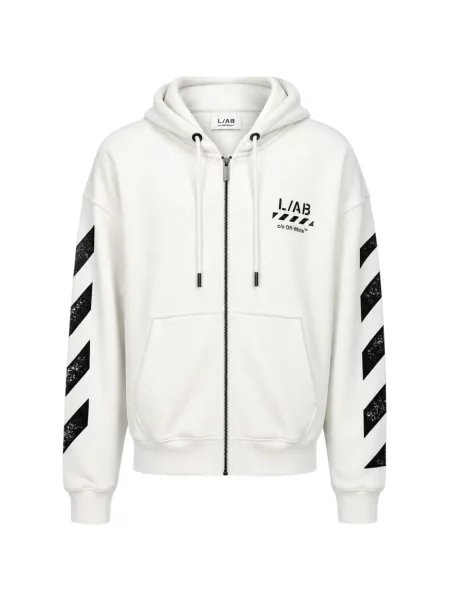 Bluza z kapturem Off-white z nadrukiem biała