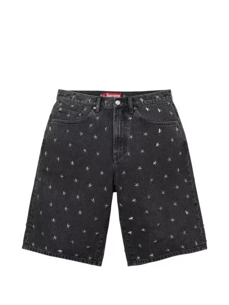 Pantaloni scurți Supreme cu tepi negru
