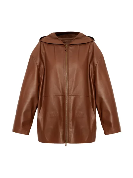 Kurtka skórzana Max Mara brązowa