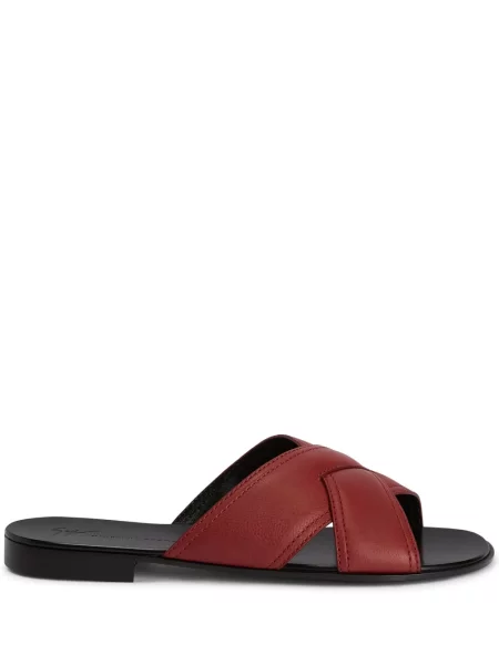 Papuci Giuseppe Zanotti din piele fără toc roșu
