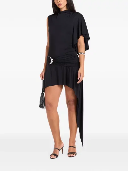 Rochie mini De La Vali cu volane asimetrică negru