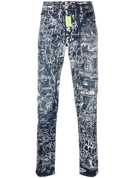 Blugi Philipp Plein cu imagine albastru