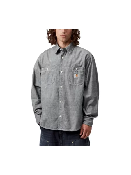 Koszula Carhartt WIP L/S Painter Shirt UNISEX Black Worn Used Splatter L szara