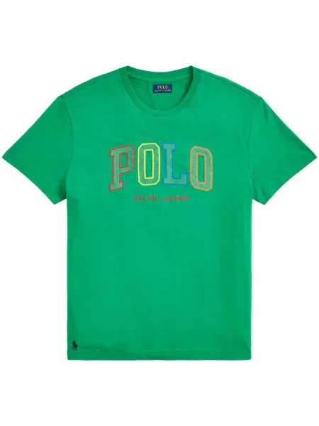 Поло тениска Polo Ralph Lauren от джърси с принт черно