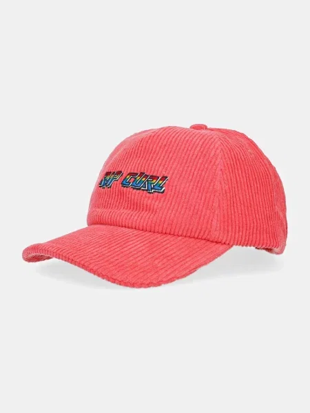 Джинсова шапка с козирка Rip Curl розово с апликация червено