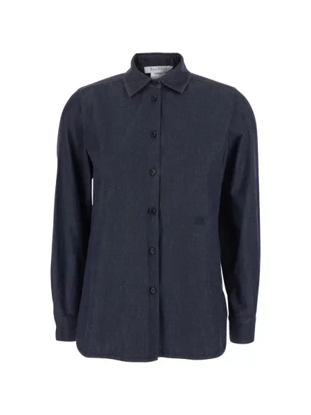 Cămașă de blugi Max Mara cu broderie albastru