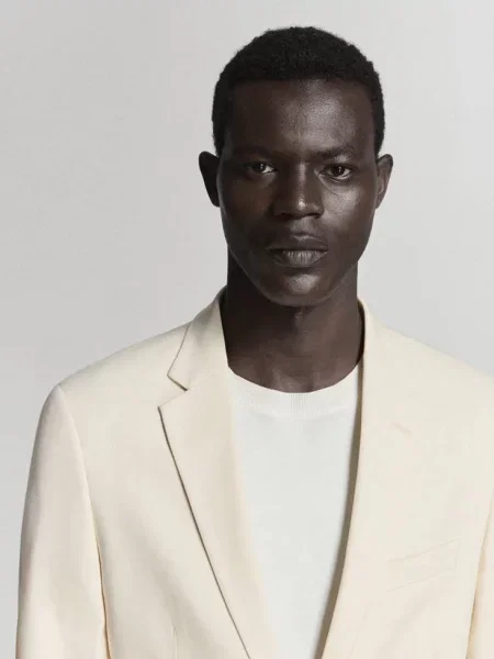 Marynarka garniturowa París super slim fit kremowy / écru Mężczyzna 54 MANGO MAN