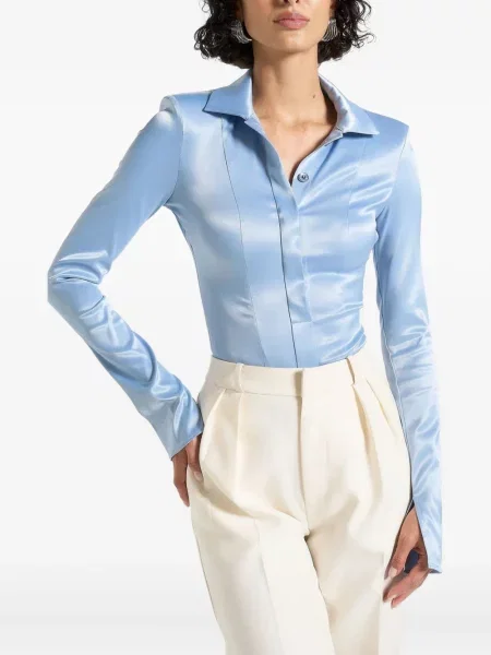 Body Manière De Voir din satin cu picior lat albastru